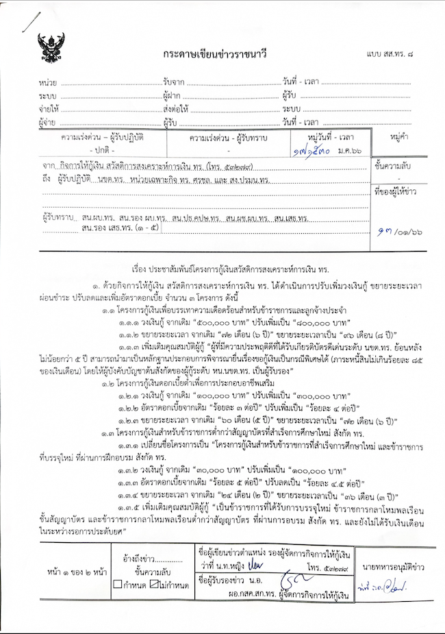 ประชาสัมพันธ์  โครงการกู้เงินสวัสดิการสงเคราะห์การเงิน ทร.